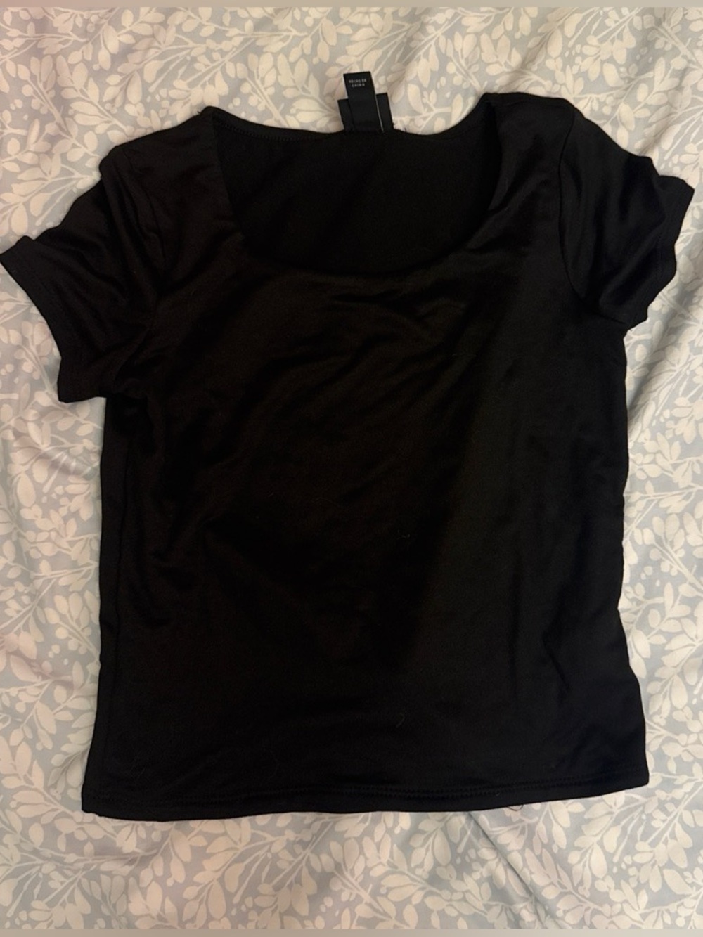 Black Women's Short Sleeve Square Neck Top
